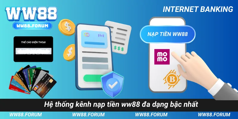 Hệ thống kênh nạp tiền WW88 đa dạng bậc nhất